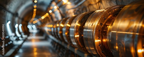 Visual depiction of uranium fuel rods being carefully stored in a secure nuclear facility, highlighting the metallic sheen and cylindrical shape photo
