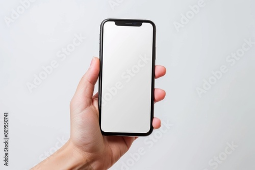 Blank Smartphone Mockup on Hand created with Generative AI