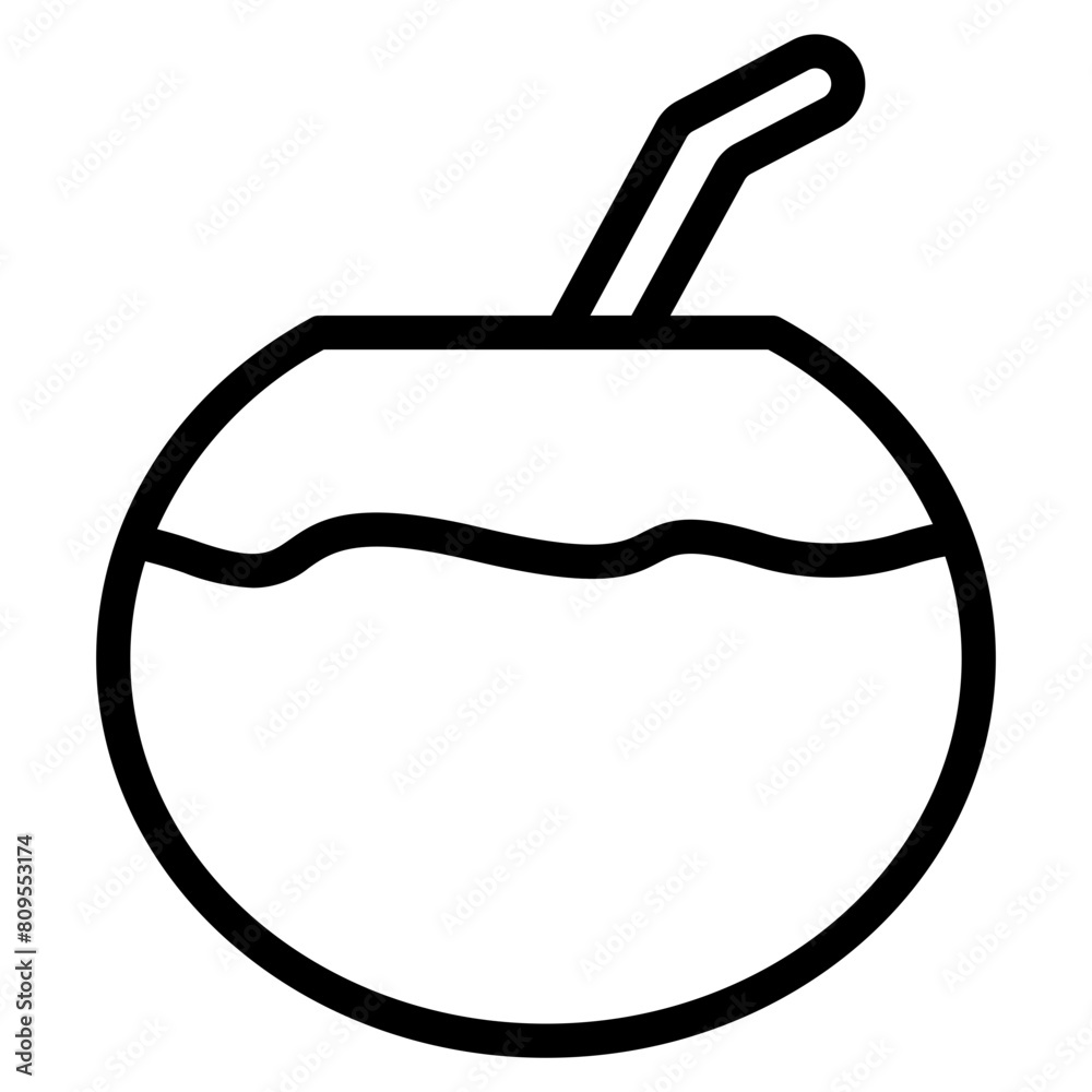 Coconut drink icon vector. Drinking fresh coconut on the beach sign and symbol. Coconut drink icon vector. Drinking fresh coconut on the beach sign and symbol.