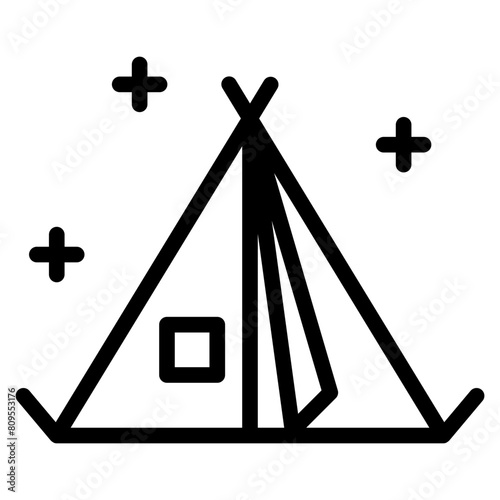 Camping tent at outdoor camp icon for apps and websites
