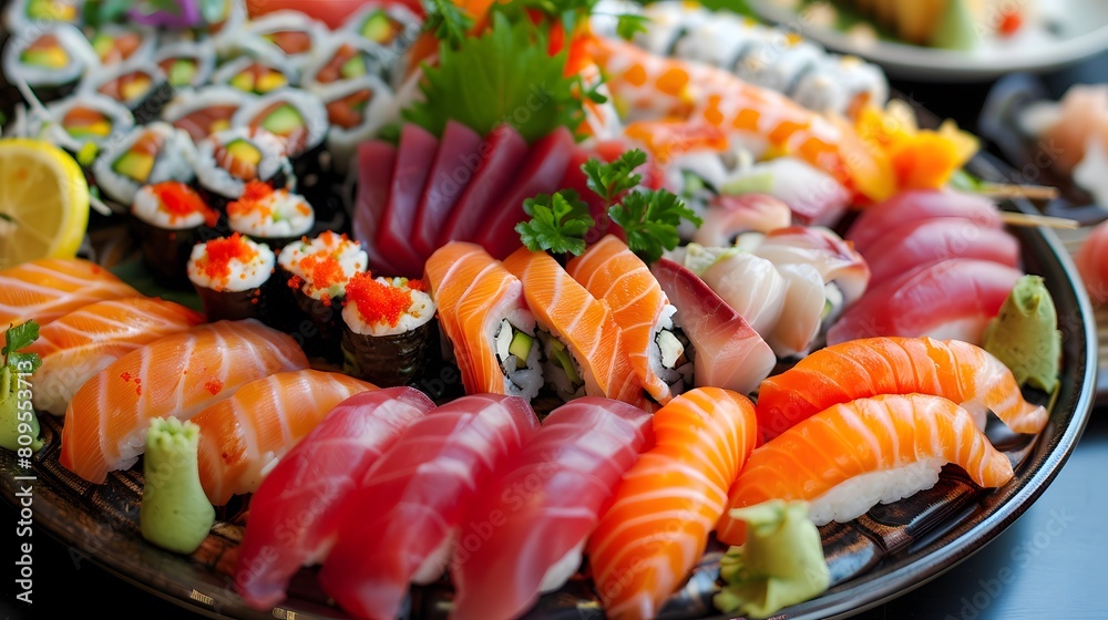 Savor the Freshness of a Sushi and Sashimi Platter Savor the Freshness of a Sushi and Sashimi Platter