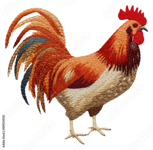 PNG Chicken in embroidery style poultry animal bird. photo