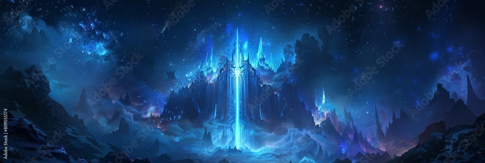 a majestic castle stands tall amidst a vast expanse of ice, illuminated by the warm glow of the sun, with a lone tree standing tall in the foreground a majestic castle stands tall amidst a vast expanse of ice, illuminated by the warm glow of the sun, with a lone tree standing tall in the foreground
