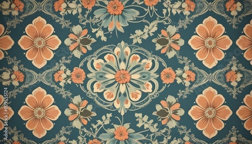 Vintage wallpaper patterns with intricate floral a upscaled_10