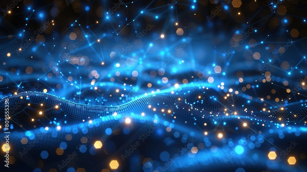Obraz premium Futuristic high-definition digital fusion, clever integration of artificial intelligence, machine learning, and big data elements in a high-tech style, science, artificial intelligence technology, inn