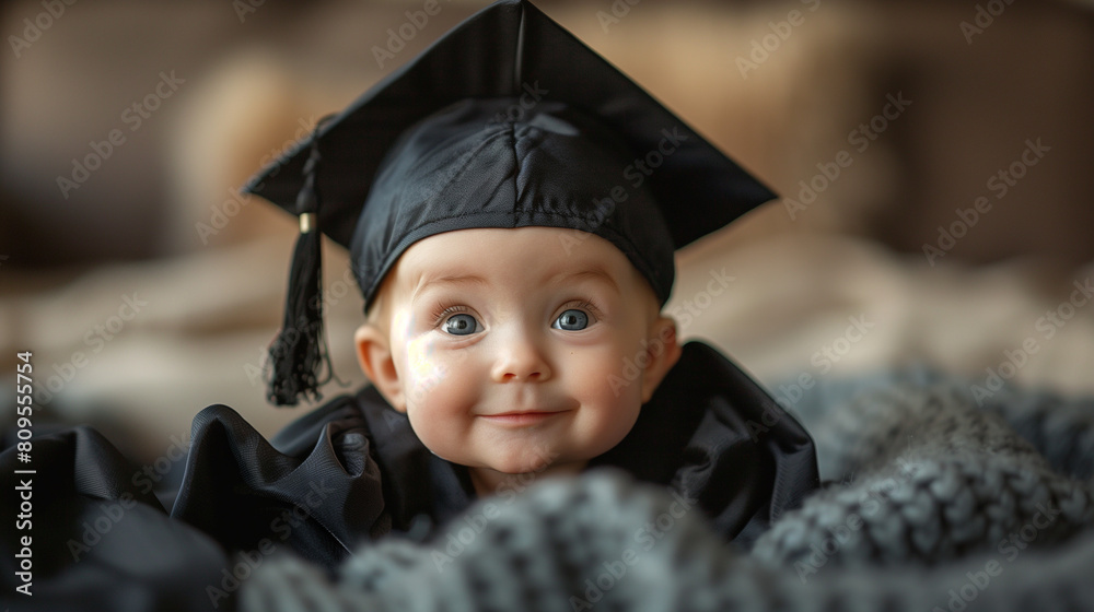 cute baby in graduation uniform Stock Photo | Adobe Stock