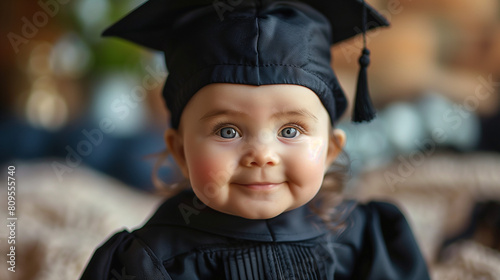 cute baby in graduation uni...