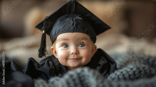 cute baby in graduation uni...