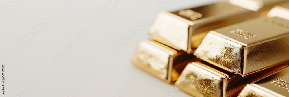 A stack of gold bars with the numbers 1 through 6 on them. The bars are shiny and appear to be valuable