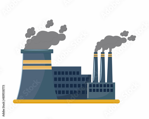 contamination of air with smoke by chemical industries and plants environmental pollution and harm for nature vector illustration 
