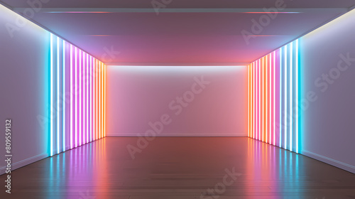 Colorful neon empty room