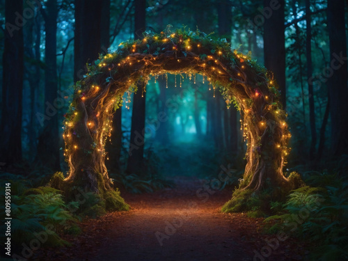 Gateway to Fantasy, Teleport Portal Beckons in Enchanted Forest Setting