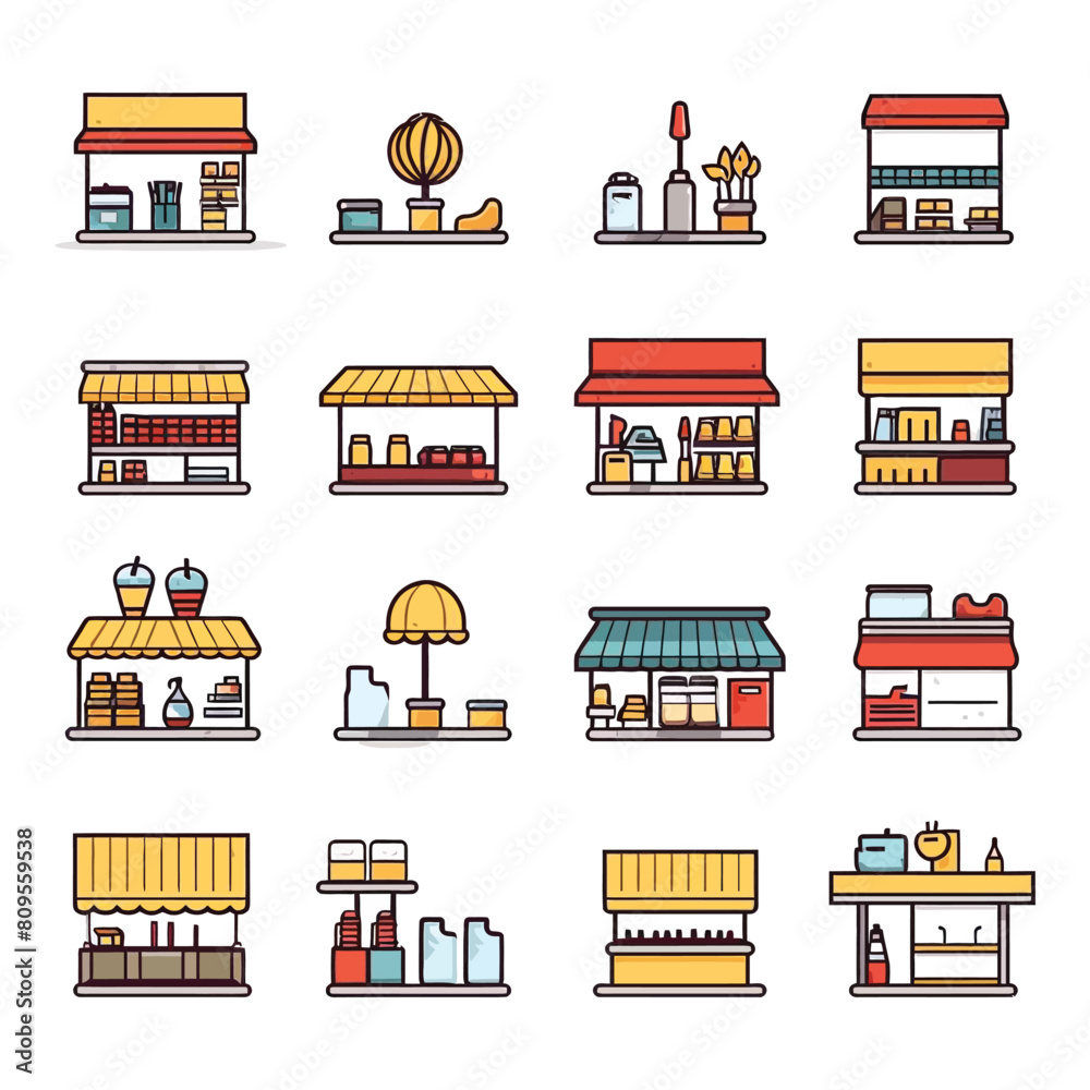 Fototapeta premium Retail Shop vector art set items