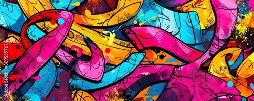 Wallpaper Mural Expansive, colorful graffiti panorama featuring abstract shapes and dynamic designs Torontodigital.ca