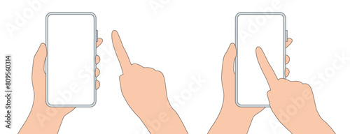スマホの操作のシンプルなイラスト　ベクター素材　線あり