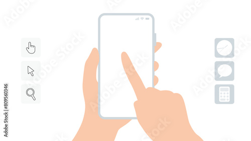 スマホの操作とアイコンのイラストセット　ベクター素材