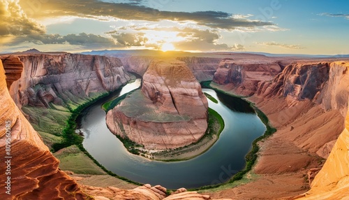 Deep inside the Grand Canyon a place called Horseshoe Bend is visible
 photo