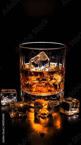 glass of whiskey on black background