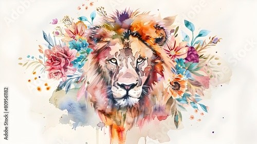 Majestic Boho Lion Portrait...