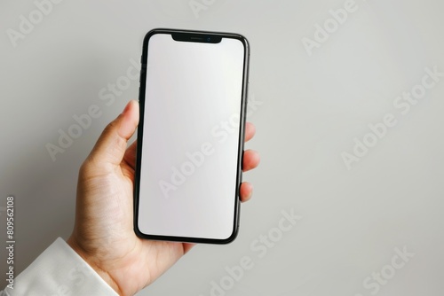 Blank Smartphone Mockup on Hand created with Generative AI