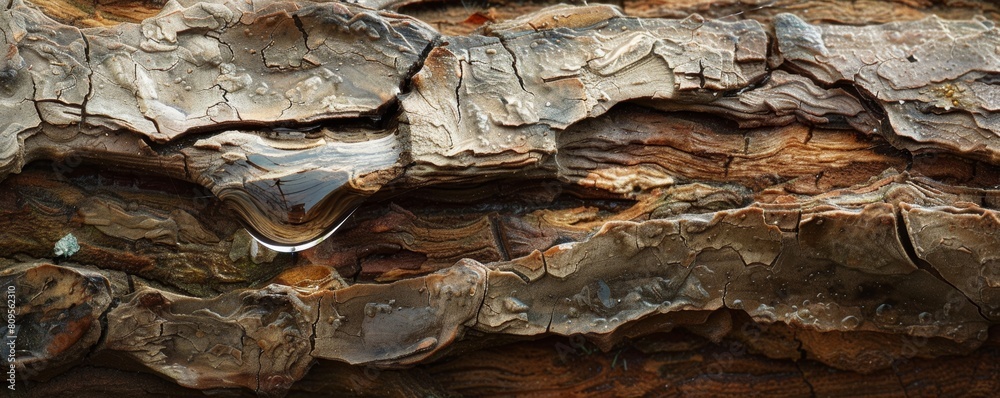 Textured tree bark with water droplet Textured tree bark with water droplet