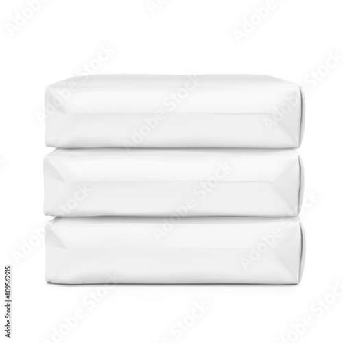 Vertical big heavy bag mockups for chemical products. High realistic. Vector illustration isolated on white background. Ready for use in presentation, promo, advertising and more. EPS10.