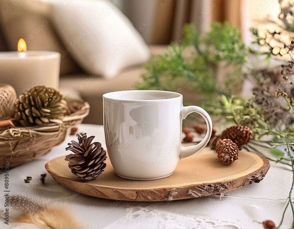 Elevated Essentials: Realistic White Ceramic Cup Display Elevated Essentials: Realistic White Ceramic Cup Display