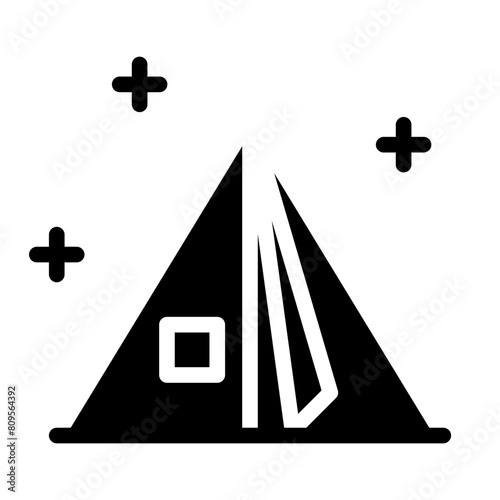 Camping tent at outdoor camp icon for apps and websites