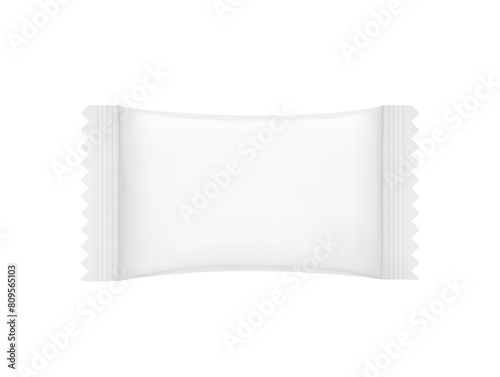 Realistic flow pack mockups. Flat lay view. Vector illustration isolated on white background. Easy to use for presentation your product, idea, design. EPS10.