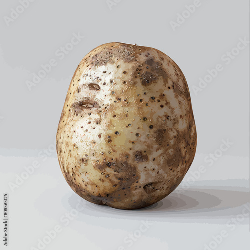 Potato isolated on a white background. 3d render. Side view.