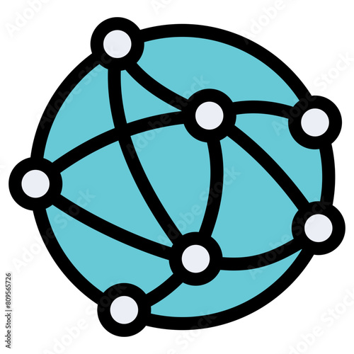 internet of thing outline colour icon Global Network