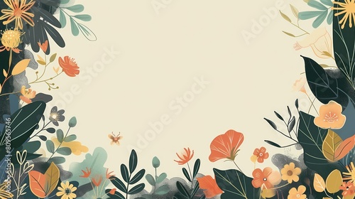 springtime flower page print border frame design.