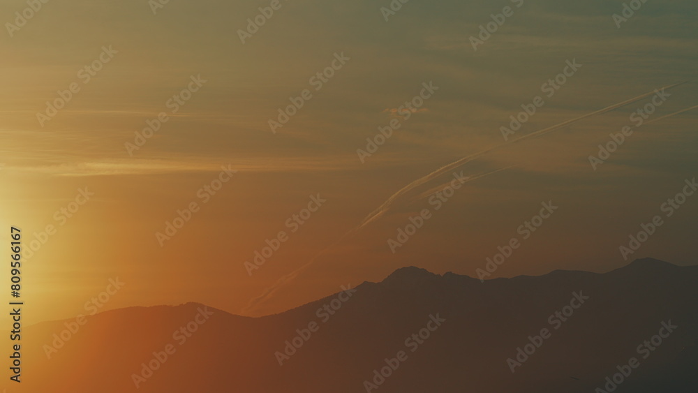 Landscape Colorful Sky At Sunrise. Nature Mountain Sky And Clouds Sunrise Concept.