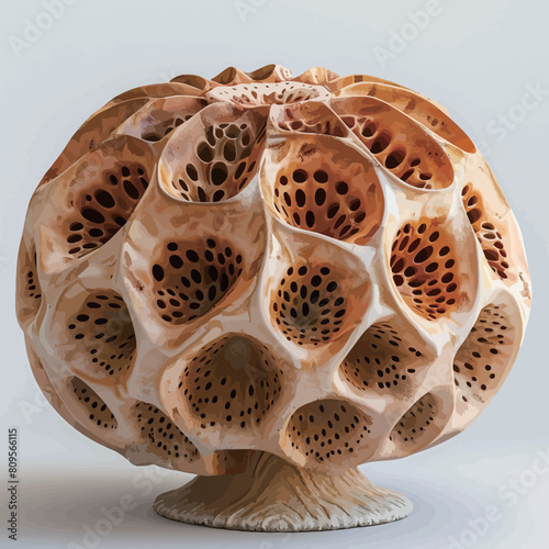 Wooden lotus flower on a white background. 3d rendering