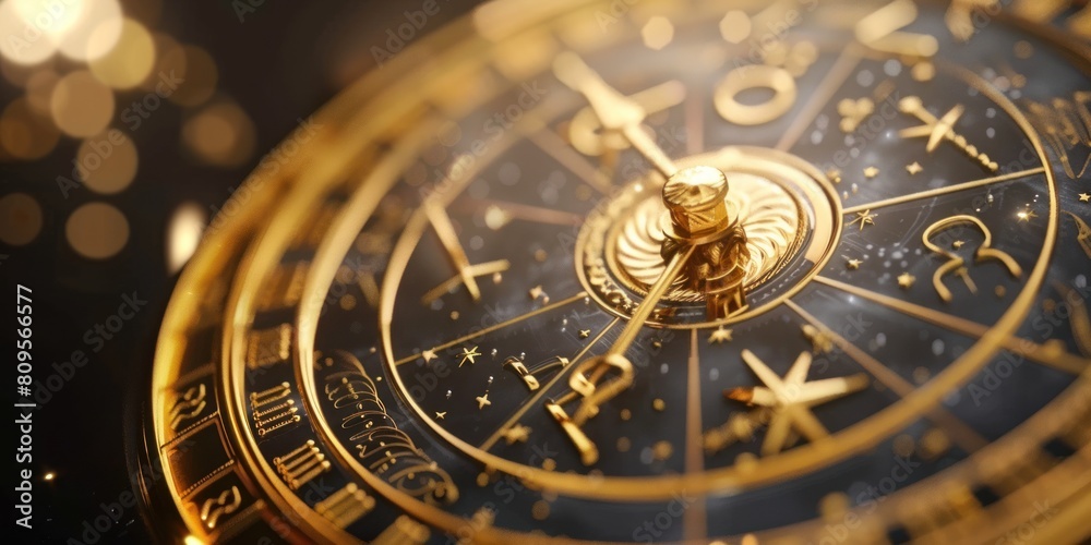 Mystical Timepiece: Close-Up of a Gold and Black Clock Mystical Timepiece: Close-Up of a Gold and Black Clock