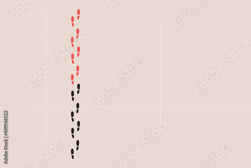 Businessman step has to make decision which way to go for his success, Business team or partner go different way, Different or unique concept