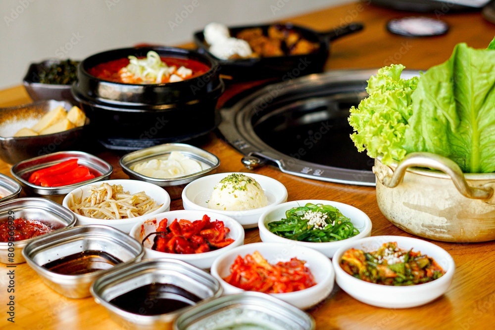 Korean Barbecue and Side Dishes, Jeju Island, South Korea