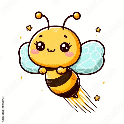 cute bee flying cartoon vector icon illustration. animal nature icon concept isolated.
