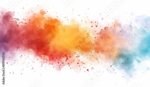  Colorful watercolor background with color powder explosion on white isolated background, vector illustration design for banner and poster, concept of creative art, painting and gr
