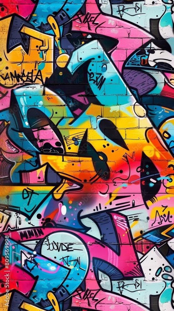 Colorful urban graffiti art on wall