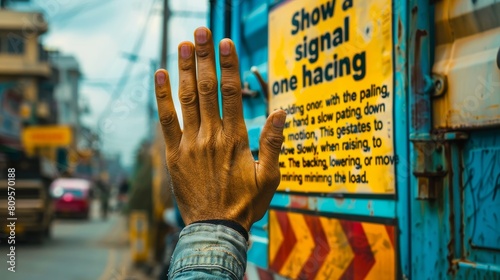 A hand is blocking a sign that says Show Person photo