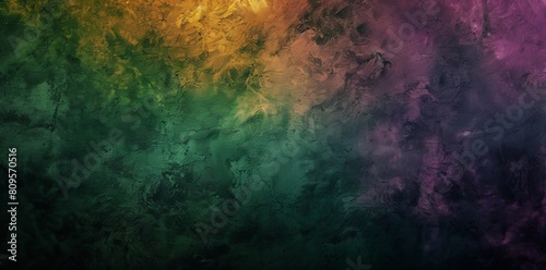  Dark green, purple and yellow gradient background with a grainy texture in the style of unknown artist. photo