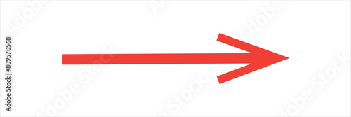Blue horizontal straight arrow. Thin long arrow vector icon. Right thin line, blue cursor, horizontal arrow long 
