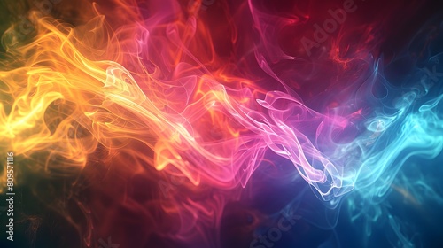 Abstract colorful light particles wave