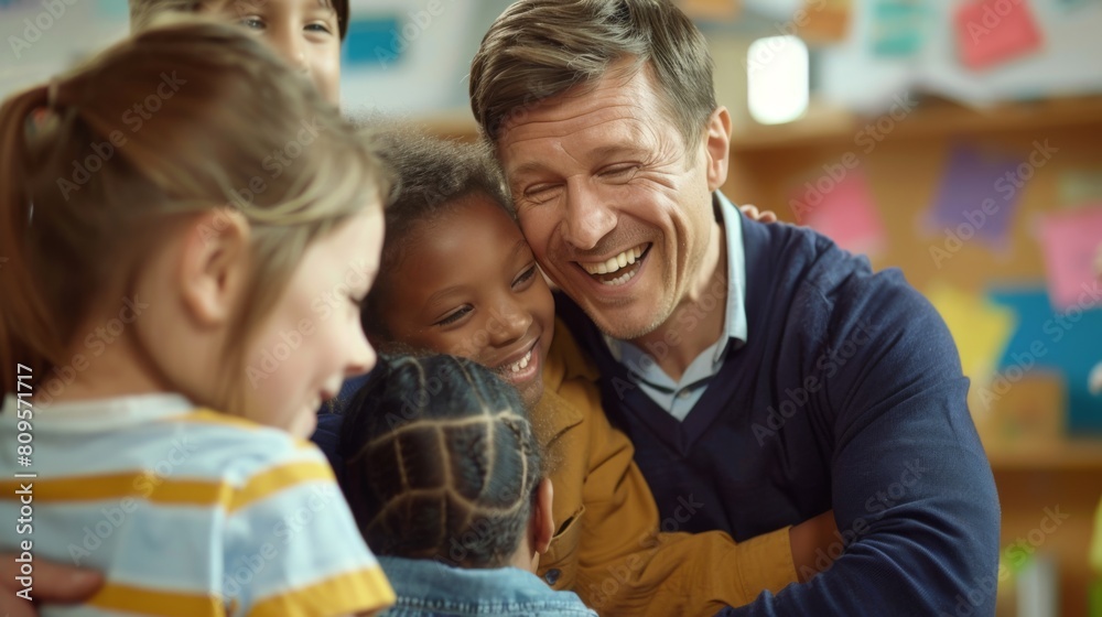 Teacher Enjoying Moment with Students