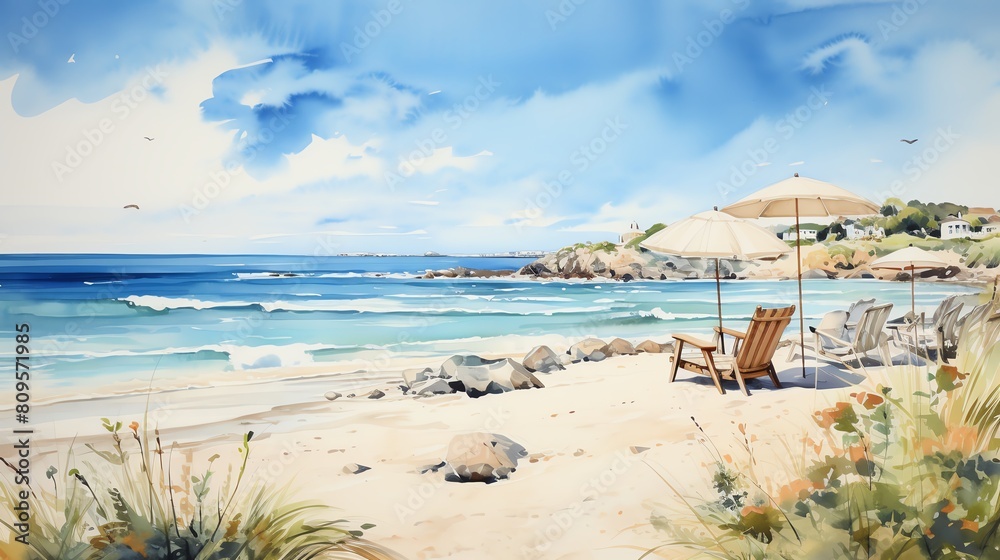 Beach Watercolor illustration Beach Watercolor illustration