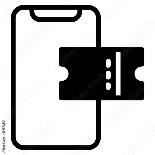 Movie ticket stub or theater admission with perforation vector icon for apps and websites
