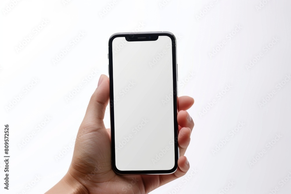 Blank Smartphone Mockup on Hand created with Generative AI