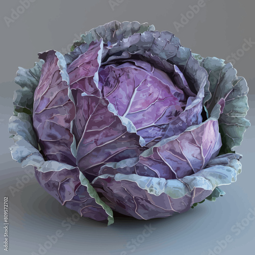 Purple cabbage isolated on white background. Clipping path included.