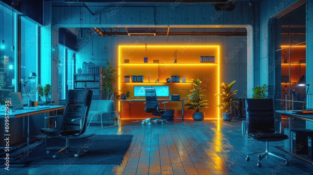 An open-plan IT office environment with CGI overlays demonstrates how ...